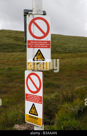 Firing reicht Warnung melden Sie schneiden Hill Dartmoor Devon Stockfoto