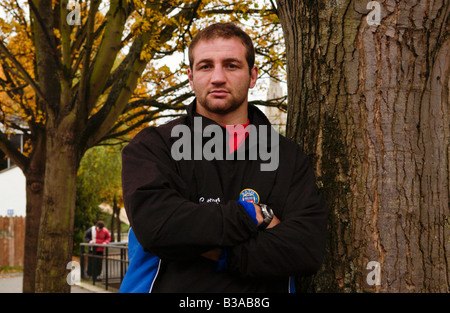 Steve Borthwick stellte sich vor, als er Rugby-Kapitän von England und Bath RFC war Stockfoto