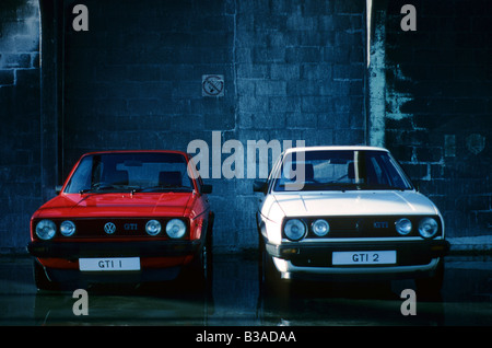 Volkswagen Golf Mk1 und Mk2 GTi. Stockfoto