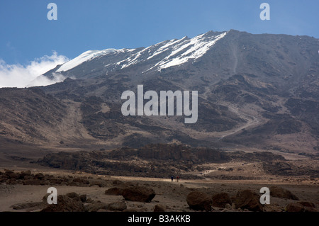 Marangu Route, betrachtet den Kilimandscharo von Kibo Hütte Stockfoto