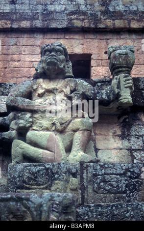 Skulptur von der Maya-Gott Ik an die Maya-Ruinen von Copán, Honduras, Mittelamerika Stockfoto