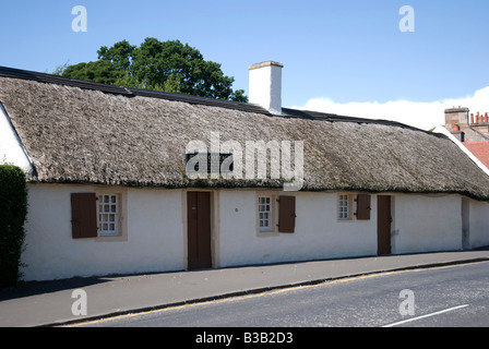 Traditionelle schottische strohgedeckten Dach weiß lackierten Burns Cottage Alloway Ayr Ayrshire Schottland UK Vereinigtes Königreich Stockfoto