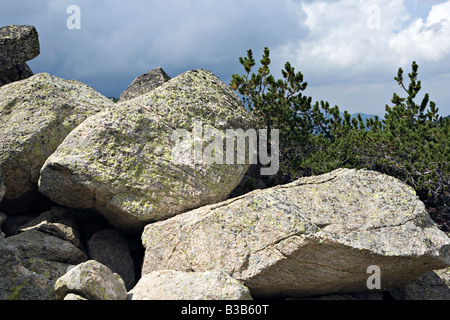 Großen Felsen in der Nähe von Gazeiski Seen in World Heritage Site Nationalpark Pirin Bulgarien Stockfoto