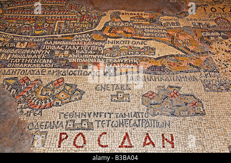 Mosaik-Karte, St.-Georgs Kirche, Madaba, Jordanien Stockfoto