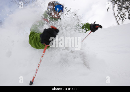 Telemarken auf Asahidake, Daisetsuzan Nationalpark, Hokkaido, Japan Stockfoto