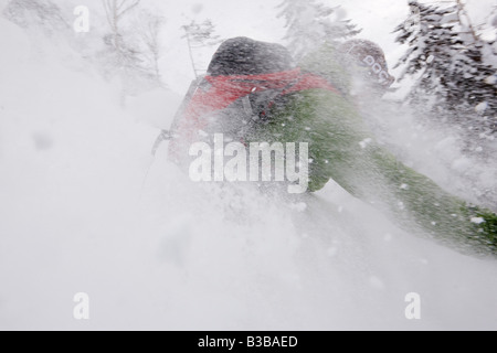 Telemarken auf Asahidake, Daisetsuzan Nationalpark, Hokkaido, Japan Stockfoto