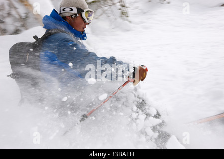 Telemarken auf Asahidake, Daisetsuzan Nationalpark, Hokkaido, Japan Stockfoto