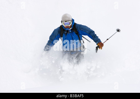 Telemarken auf Asahidake, Daisetsuzan Nationalpark, Hokkaido, Japan Stockfoto