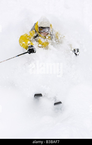 Telemarken auf Asahidake, Daisetsuzan Nationalpark, Hokkaido, Japan Stockfoto