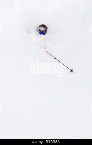 Telemark-Skifahrer, Furano, Hokkaido, Japan Stockfoto