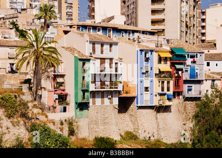 Häuser und Wohnungen, La Vila Joiosa, Benidorm, Alicante, Spanien Stockfoto