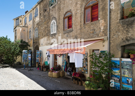 Shop vor Ort Goffory im haute Ville (Altstadt), Corte, Korsika, Zentralfrankreich Stockfoto