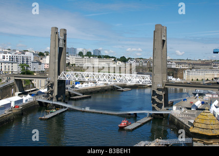 Pont de Recouvrance - die größte Zugbrücke in Europa, Brest, Frankreich Stockfoto