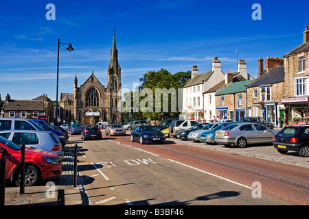 Galgate Straße in Barnard Castle Town, Teesdale, County Durham, England, Großbritannien im Sommer Stockfoto