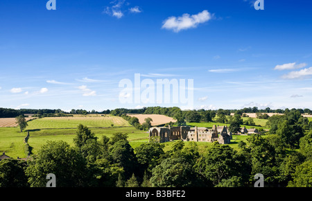 Die Ruinen der Abtei Egglestone und englischen Landschaft der Grafschaft Durham, England, Großbritannien Stockfoto