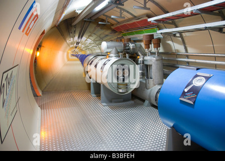 Eine Ausstellung von einem large Hadron Collider am CERN auf Website Multimedia-Ausstellung in Genf Mikrokosmos Stockfoto