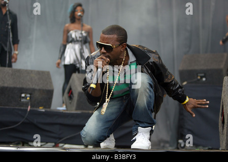 Kanye West auf der Bühne beim V Festival in Hylands Park Chelmsford Essex Stockfoto