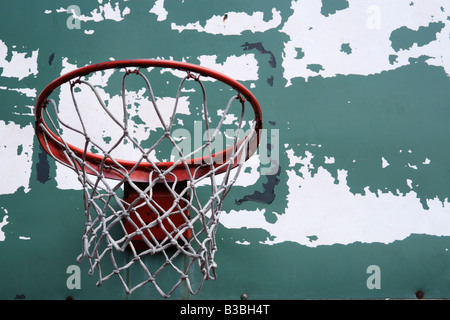 Alten Basketballkorb, Board und Net. Stockfoto