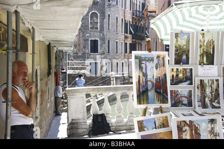 Bild-Verkäufer in Venedig Stockfoto