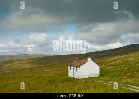 Isoliert, weiß getünchten Häuschen oberen Hartside auf A686 Straße zwischen Penrith und Alston, North Pennines, Cumbria UK Stockfoto