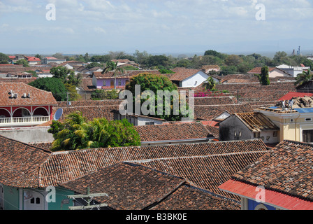 Koloniale Granada als gesehen vom Glockenturm La Merced, Granada, Nicaragua, Mittelamerika Stockfoto