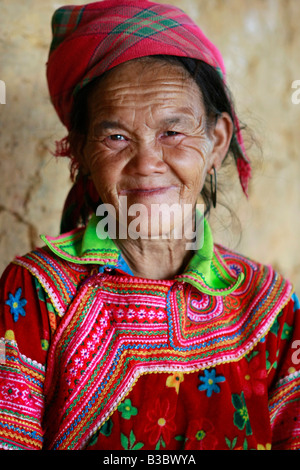 Flower Hmong Tribeswoman, Ha Giang Province, Vietnam Stockfoto