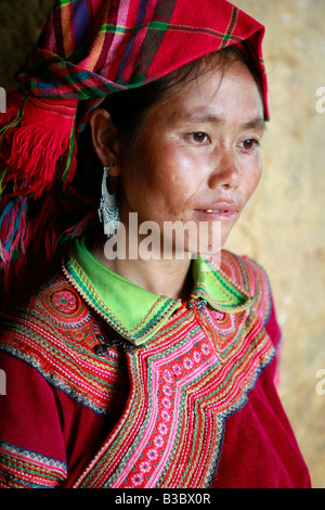 Flower Hmong Tribeswoman, Ha Giang Province, Vietnam Stockfoto