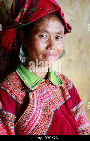 Flower Hmong Tribeswoman, Ha Giang Province, Vietnam Stockfoto