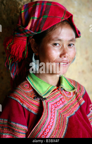 Flower Hmong Tribeswoman, Ha Giang Province, Vietnam Stockfoto