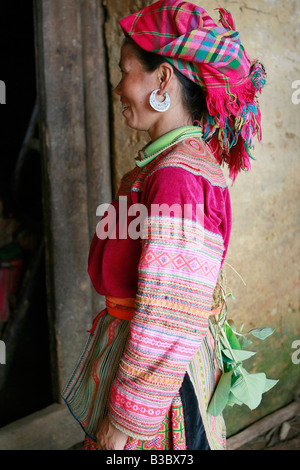 Flower Hmong Tribeswoman, Ha Giang Province, Vietnam Stockfoto