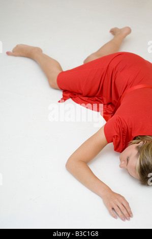 Eine Frau auf einem Boden Stockfoto