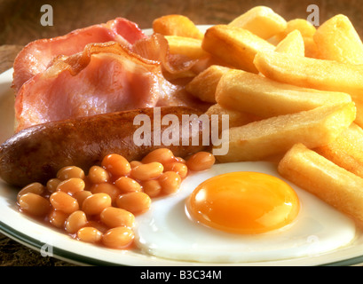 Ein englisches Frühstück auf einer Platte Stockfoto