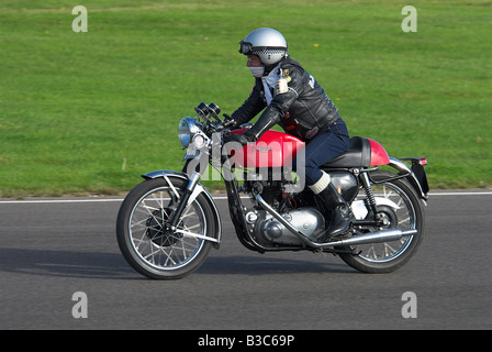 Rocker auf einem BSA Engined Norton Café Racer Stockfoto