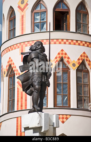 Komárno, Slowakei. Statue von János Hunyadi in Europa Platz (Nadvorie Autor / Europa Udvar) Stockfoto