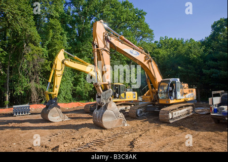 Zwei Front-End Radlader Bagger Construction Site, USA Stockfoto