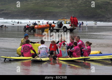 Surfs Up Surfkurse Stockfoto