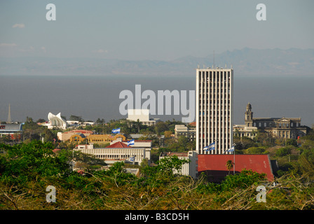 Ansicht von Managua und See Xolotlán, Managua, Nicaragua, Mittelamerika Stockfoto