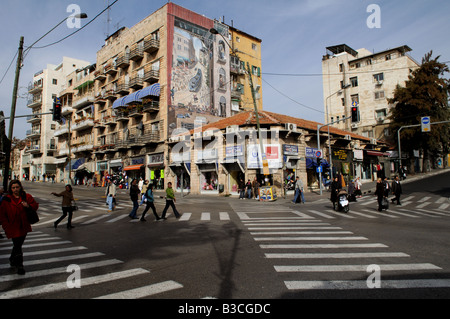 Das Herz der Innenstadt von Jerusalem den Schnittpunkt der Jaffa Straße und King George st Stockfoto