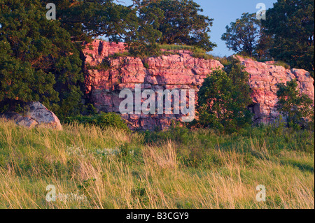 Sioux-Quarzit zu Tage tretenden, Blue Mounds State Park, Minnesota Stockfoto