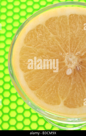 Frische reife Saftig geschnitten Gesunde weisse Frühstück Grapefruit mit Keine Personen Stockfoto