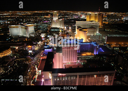 Las Vegas Hotels und Kasinos am Strip bei Nacht Stockfoto