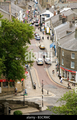 Luftbild der Innenstadt Clitheroe, Lancashire, von der Burg Stockfoto