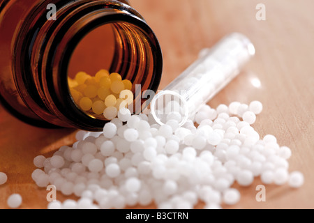 Homöopathische Tabletten Stockfoto