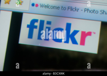 Das Logo von Flickr wird auf einem Computerbildschirm angezeigt. Stockfoto