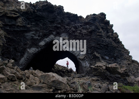 Lava-Formation in Dimmuborgir Lavafeld, Mývatn-See, Island Stockfoto