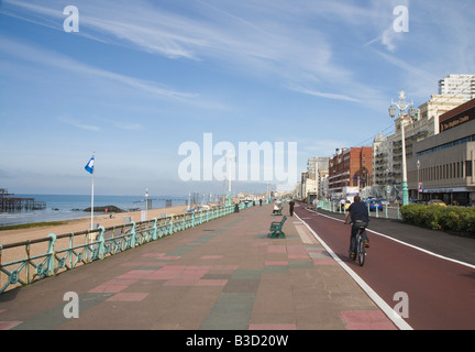 Die Promenade direkt an der Meeresküste von Brighton, East Sussex Stockfoto
