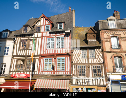 Typische Norman Häuser Pont Audemer Normandie Frankreich Stockfoto