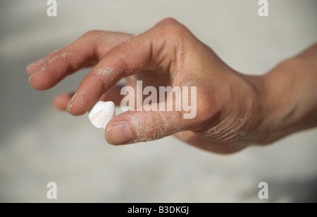 Italien, Sardinien, Mannes Hand Holding Schale Stockfoto