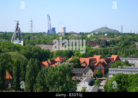 Route der Industriekultur, Internationale Bauausstellung Emscher, IBA, Panoramablick von der Halde Rungenberg Auf Gelsenkirchen-Buer, Zeche Hugo C Stockfoto