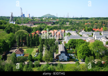 Route der Industriekultur, IBA Emscher, Panoramablick von der Halde Rungenberg Auf Gelsenkirchen-Buer, Zeche Hugo Consol, Kraftwerk Scholven, Sied Stockfoto